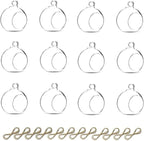 Nuptio 12 Pcs Hanging Tea Light Candle Holders Mini Glass Candle Holder 2.36" Diameter Baubles Globe Garden Ornament, Tealight Holders for Christmas Halloween Wedding Party Decorations for Reception