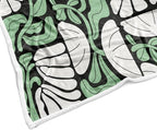 Boho Abstract Colorful Floral Throw Blanket, Vintage Retro Patchwork White Green Flower Botanical Geometric Aesthetic Groovy Flannel Throw Blanket for Chair Bed Sofa Couch, 50X60IN