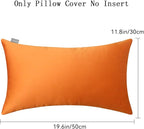 Thmyo 4-Pack 100% Cotton Lumbar Comfortable Solid Decorative Throw Pillow Case Rectangle Cushion Cover Sublimation Blank Pillow Covers Thanksgiving DIY Throw Pillowcase(12x20inch/30x50cm, Fall Orange)
