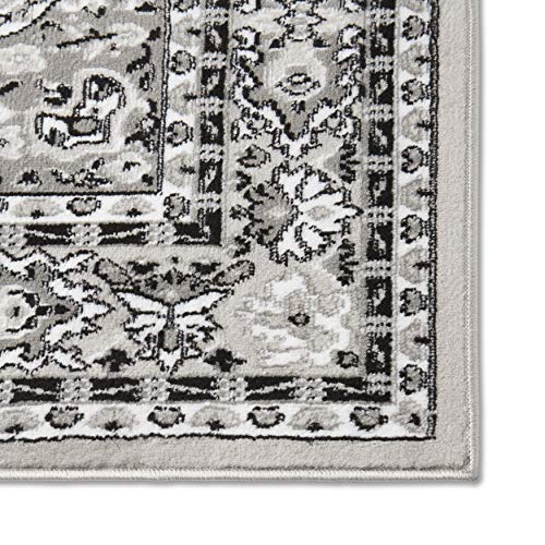 Home Dynamix Premium Sakarya Traditional Medallion Border Area Rug, Gray, 1'9"x7'2" Runner - color: Grey/Ivory, size: 1'9" x 7'2" (Runner)