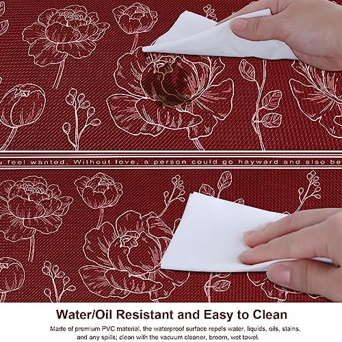 ROTTOGOON Kitchen Floor Mat Set of 2, Cushioned Anti Fatigue Kitchen Mat 17"x59"+17"x29", Non-Slip Waterproof Kitchen Rug, Premium PVC Comfort Kitchen Mats and Rugs for Kitchen, Office, Home, Laundry - color: Red, size: 17"x59"+17"x29"