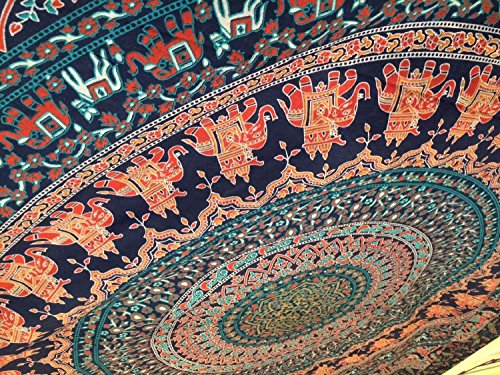 Popular Handicrafts Tapestry Wall Hanging Hippie Mandala Bohemian Hippy Psychedelic Design Indian Indian Magical Tapestries Bedspread 90 x 108 Inches (230cm x 270cm) Navy Blue - size: 108"L x 90"W