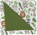 Jungle Safari Tropical Leaves Baby Blankets for Girl Boy Lion Elephant Hippo Zebra Giraffe Soft Mink Dotted Backing Double Layer Swaddle Blanket for Toddler Nursery African Animals Bed Blanket 30x40