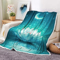 Galaxy Space Throw Blanket Moon Flower Stars Print Decor Soft Warm Cozy Blanket Plush Teal Throws Blankets for Women Girls Kids Couch Travel Livingroom Bedroom Decor 60 x 80 Inch