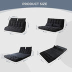 MAXYOYO Folding Sofa Bed, Tufted Bean Bag Bed with Pillows Floor Mattress for Adults, Extra Thick and Long Floor Sofa, Full Floor Couch Bed for Bedroom Living Room, Black, 54x91 Inch