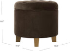 Homepop Home Decor | Upholstered Round Velvet Tufted Foot Rest Ottoman | Ottoman with Storage for Living Room & Bedroom | Decorative Home Furniture, Brown Velvet