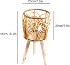 BestAlice Wicker Plant Stand, Rustic Indoor Wicker Basket Flower Pot Plant Stand Modern Minimalist Pot Holder Stands Boho Plant Stand Planters for Indoor Plant Pot with Stand Floor Decorative(S)