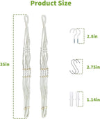 Macrame Plant Hanger Set of 2, 35 Inch Indoor Hanging Planter with 4 Hooks, Macrame Plant Hangers for Pots, No Tassels Boho Home Decor, Ivory (Pots Not Included)