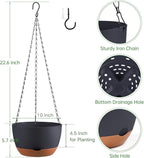 Set of 2 Hanging Planters for Indoor Outdoor Plants, 10 Inch Self-Watering Hanging Flower Pots with Drainage Hole & Removable Water-Storage Tray (Hooks)