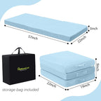 MeMoreCool Foldable Floor Mattress Kids Trifold Mat, Kids Folding Mattress Portable Futon, 57x22 Inch Blue