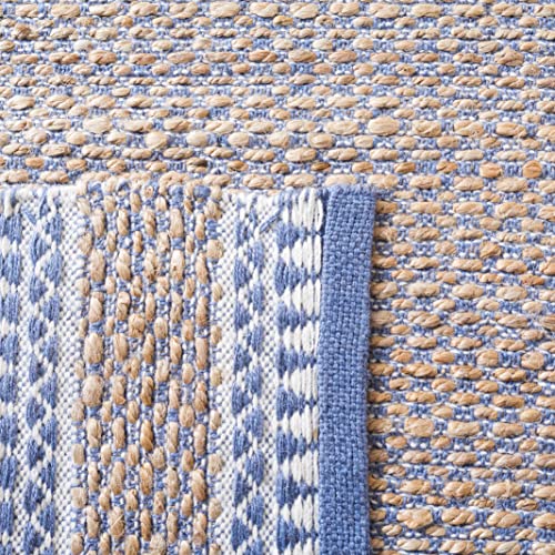 SAFAVIEH Natural Fiber Collection Runner Rug - 2'6" x 8', Natural & Blue, Handmade Farmhouse Boho Coastal Rustic Jute, Ideal for High Traffic Areas in Living Room, Bedroom (NF874M) - color: Natural/Blue, size: 2'6" x 8' (Runner)