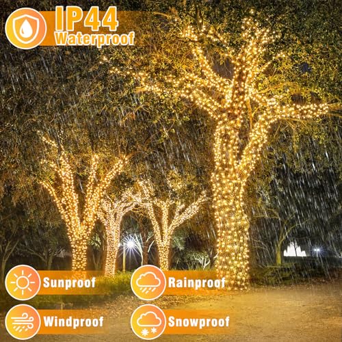 165FT 500 LED Outdoor String Lights, Warm White Christmas Lights Indoor Waterproof, 8 Modes Plug in String Lights for Outside Bedroom Garden Patio Party Wedding Holiday Decorations - color: Warm White, size: 165ft 500LED
