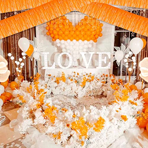 6 Pack 10 Feet Foil Fringe Garland Metallic Tinsel Streamers Banner Wall Hanging Backdrop Banner for Parade Floats, Thanksgiving, Christmas, Birthday, Halloween Party Decorations(Macaron Orange) - color: Macaron Orange
