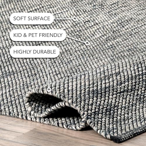 Nuloom Alessi Hand Woven, Grey, 11'6" x 14'6", Solid, Cotton, Soft and Gentle, High Traffic, Stain Resistant, Easy Clean, Durable Area Rug for Bedroom, Living Room, Dining Space, Den, Foyer, Entryway - color: Grey, size: 11'6" x 14'6" (Rectangular)