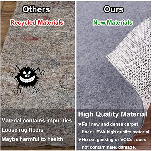 Non Slip Rug Pad Grippers - 2.5x9 Ft, 1/8" Thick, (Felt + Rubber) Double Layers Area Carpet Mat Tap, Provides Protection and Cushioning for Hardwood or Tile Floors - size: 2.5'X9', style: Felt + Rubber- 1/8" Thick