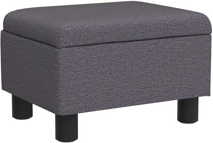 Small Foot Stool Under Desk Foot Stools Ottoman Footstool Foot Stools Small Footstools Foot Stool for Living Room Foot Rest 15" W x 12" D x 9.5" H Linen Dark Grey