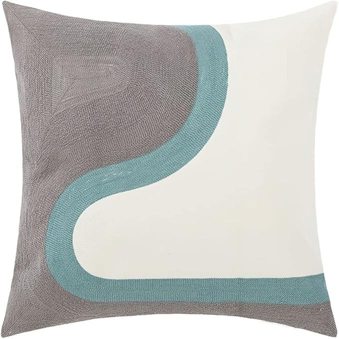vctops Embroidery Cotton Decorative Throw Pillow Cover Boho Geometric Pattern Cushion Cover for Couch Sofa Bed (Geometric E,18"x18")