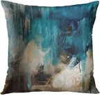 Emvency Set of 4 Throw Pillow Covers Modern Abstract Messy Teal Turquoise Black and Brown Retro Painting Decorative Pillow Cases Home Decor Standard Square 18x18 Inches Pillowcases