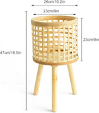 Bamboo Plant Stand,Handmade Woven Plant Stand with Removable Legs,Boho Plant Stand Tall Planters for Indoor Outdoor Plants(Khaki,M)