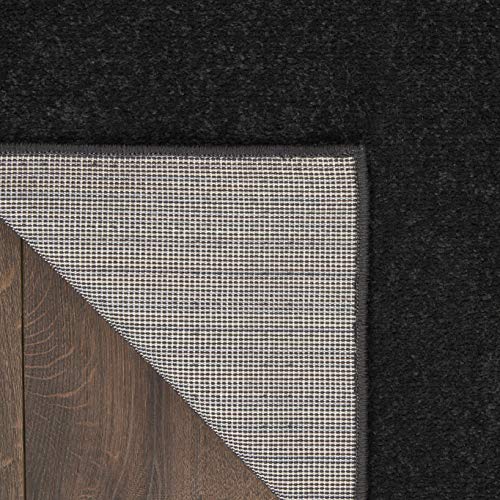 Nourison Home Nourison Essentials Black 2'2" x 7'6" Area Rug - Easy Clean, Non Shedding, Bed Room, Living Room, Dining Room, Kitchen (8' Runner) - color: Black, size: 2'2" x 7'6" (Runner)