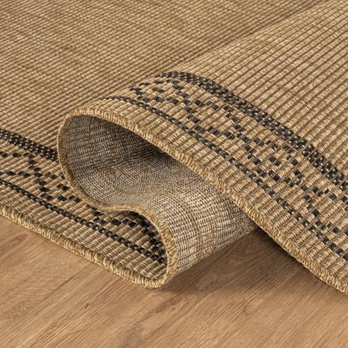Luul Home Easy Jute Rugs 4x6 Frame Natural Color Living Room Indoor Outdoor Area Rug for Patio and Kitchen Rug High Traffic Washable Easy to Clean Solid Boho Woven Design Carpet (4 x 6) - color: Frame/Natural Black, size: 4' x 6' (Rectangular)