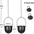 Shineloha 2 Pack Metal Hanging Planters for Indoor Outdoor, with 5.5 Pot, Modern Hanging Planter | Black Plant Hanger, Ceiling Plant Hangers. NO Plant incld.