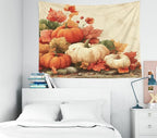 EMMTEEY Autumn Tapestry Pumpkins with Maple Ceiling Tapestry 50X60 Vertical Wall Art for Bedroom Living Room Fall Backdrop