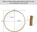WallBeyond Round Wood Mirror, 36" Round Modern Decoration Large Circle Wall Mirror for Bathroom Living Room Bedroom Entryway, Natural