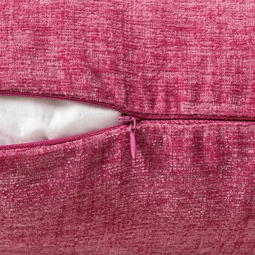 MIULEE Pack of 2 Couch Throw Pillow Covers 16x16 Inch Soft Hot Pink Chenille Pillow Covers for Sofa Living Room Solid Dyed Pillow Cases - color: Hot Pink, size: 16" x 16" (Pack of 2)