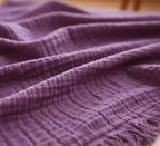 KyraHome 100% Organic Cotton 50"x60" Muslin Throw Blankets for Adults, Kids, Picnic, Travel, Plant Dyed, Lightweight Gauze Soft Cotton Throw Blankets for Couch, All Season, Purple/Lavender