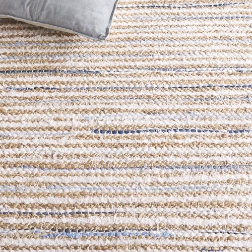 SAFAVIEH Cape Cod Collection Accent Rug - 3' x 5', Natural & Light Blue, Handmade, Braided Design, Ideal for The Living Room, Bedroom, Dining Room (CAP151L-3) - color: Natural/Light Blue, size: 3' x 5' (Rectangular)