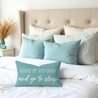 Decorative Throw Pillow Covers 12x20 Inch Set of 2 – Turquoise Christian Lumbar Pillowcase – Give It to God and Go to Sleep/Relax God’s Got This – Beach Faith Bedroom Bed Decor
