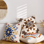 Boho Throw Pillows,18x18 Accent Throw Pillow Covers,Bohemian Embroidered Textured Cushion Case,Sunflower Decorative Farmhouse Pillowcase for Couch Sofa Bedroom Living Room Home Decor Orange