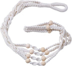2 Pack Macrame Plant Hanger Indoor, Indoor Outdoor Hanging Planter Basket Decorative with 4 Hooks, Flower Pot Holder for Boho Home Decor (White)