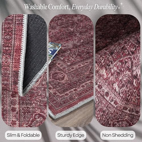 Fame Rugs Modern Oushak Rug 2'5x5, Vintage Turkish Brown Washable Foldable Oriental Antique Inspired Area Rugs, Luxury Living Room Bedroom (383BB, 2'5 x 5') - color: 395rr, size: 2'6" x 5' (Rectangular)