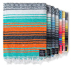 Benevolence LA Authentic Mexican Blanket – Handwoven Falsa Serape Throw – Beach, Camping, Picnic & Yoga Blanket – Lightweight Cotton Throw for Outdoor & Home – Mandarin, 50x70 in - color: Mandarin