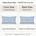 Dusty Blue Decorative Pillow Covers 12x20 Inch Set of 2 – Christian Gifts for Her – Relax God’s Got This/Give It to God and Go to Sleep – Faith Bedroom Lumbar Decor