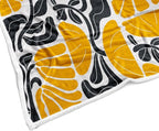 Boho Abstract Colorful Floral Throw Blanket, Vintage Retro Patchwork White Orange Black Flower Botanical Geometric Aesthetic Groovy Flannel Throw Blanket for Chair Bed Sofa Couch, 50X60IN