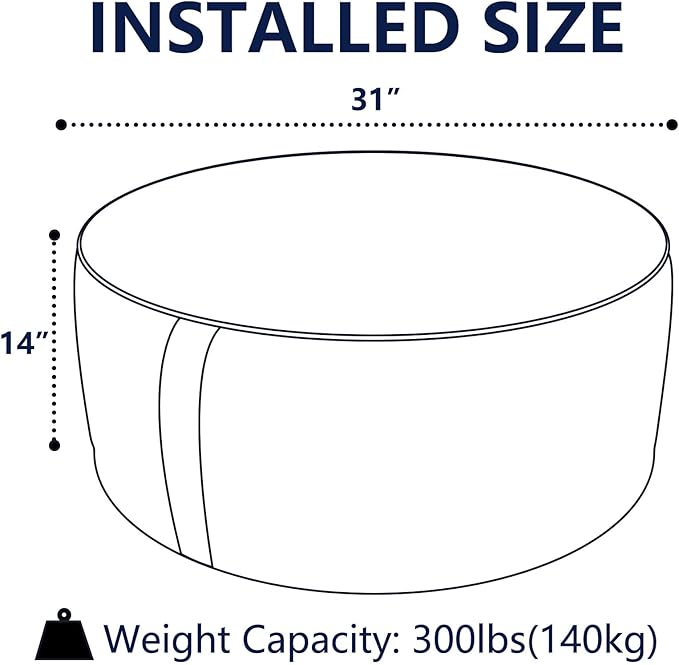 Indoor/Outdoor Inflatable Ottoman, Water Repellent Round Foot Rest Ottomans D31 x H14 inch, Portable Footstool for Patio Garden Camping or Home, Peony Garden