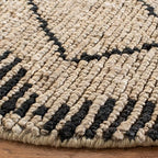 SAFAVIEH Bohemian Collection 6' Round Beige / Black BOH703Z Handmade Moroccan Tribal Jute Area Rug - size: 6' (Round)