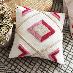 Judy Dre am Morocco Hand-Woven Tufted Throw Pillow Cover,Geometric Diamond Pillowcase for Sofa Couch Bed Car,Tribal Bohemian Cushion Cover 18x18 Inch - size: 18" x 18" (Pack of 1)