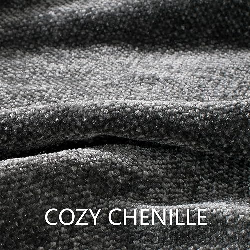 Chenille Throw Blanket for Couch 50"X 60", Soft Cozy Throws with Fringe Tassel for Bed Sofa Chair Cover, Lightweight Knitted Decorative Boho Blankets for Living Room, Dark Grey - color: Dark Grey, size: 50x60 inch
