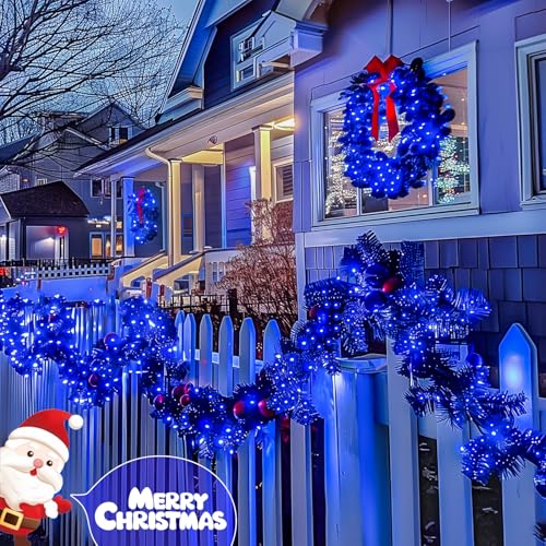 JMEXSUSS 2 Pack Solar String Lights Outdoor Waterproof, Total 400 LED 151FT Solar Christmas Lights Outdoor, 8 Modes Christmas Light for Outside Patio Yard Tree Decorations, Blue - color: Blue, size: 200LED*2