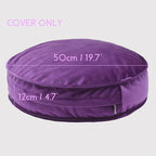 Round Floor Pillow Cover Velvet Throw Seating Pouf Yoga Meditation Cushion Plush Case Reading Room Decor Cover Only (19.7IN, Purple)
