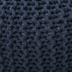 Nahunta Knitted Round Pouf - Cotton - Navy - color: Navy Blue