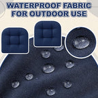 Barydat 3 Pack Wicker Furniture Cushions Waterproof Outdoor/Indoor Tufted Wicker Chair Cushions 1 Loveseat and 2 U-Shape Rattan Chairs for Patio Furniture, Rattan Love Seat, Bench(Navy Blue) - color: Navy Blue