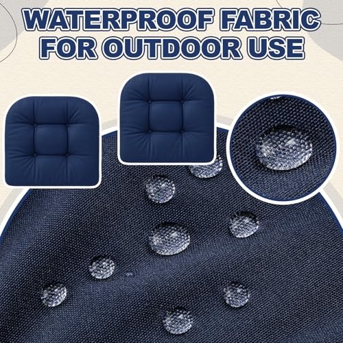 Barydat 3 Pack Wicker Furniture Cushions Waterproof Outdoor/Indoor Tufted Wicker Chair Cushions 1 Loveseat and 2 U-Shape Rattan Chairs for Patio Furniture, Rattan Love Seat, Bench(Navy Blue) - color: Navy Blue