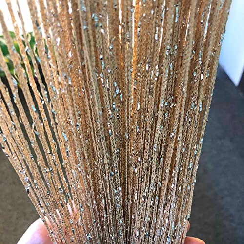 Hysenm 2 Pack 39 x 79 Inch String Curtains Door, Hippie Room Decor Beaded Curtains for Doorway, Closet Curtains, Room Divider Privacy Decor, Boho Home Decoration for Bedroom, Party, Champagne - color: Champagne