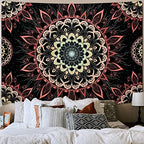 Uspring Mandala Tapestry - Bohemian Floral Aesthetic Hippie Boho Wall Hanging Decor for Bedroom, Living Room, Dorm (51.2 x 59.1 inches)