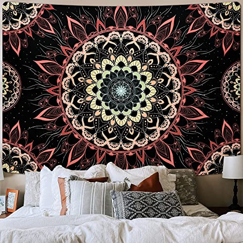 Uspring Mandala Tapestry - Bohemian Floral Aesthetic Hippie Boho Wall Hanging Decor for Bedroom, Living Room, Dorm (51.2 x 59.1 inches)